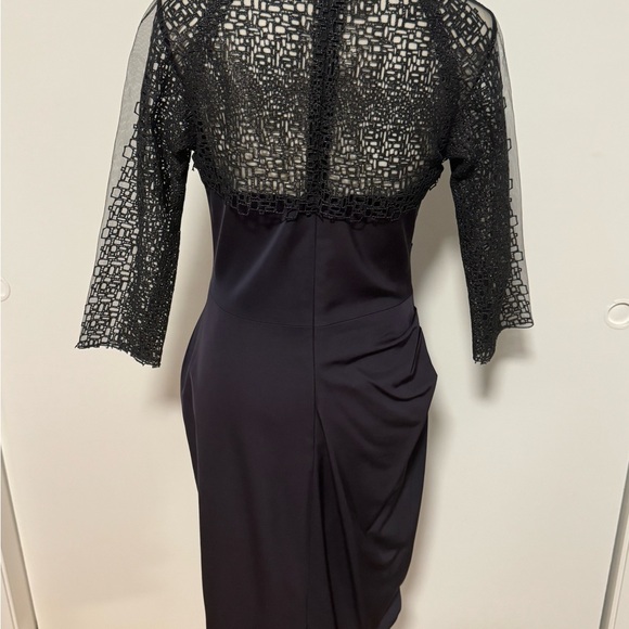 Lela Rose sheath dress / gown rare Metallic 3/4 sleeves & neck accent. vintage - Picture 2 of 14